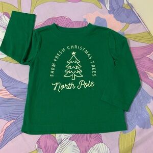 NWOT Holiday Time Toddler North Pole Christmas tree print Tee